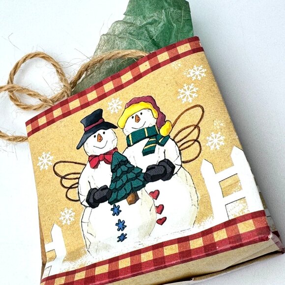 Set Of 3 Christmas SnowmanThemed Ornaments Resin Ceramic Paper Vintage - Picture 15 of 15